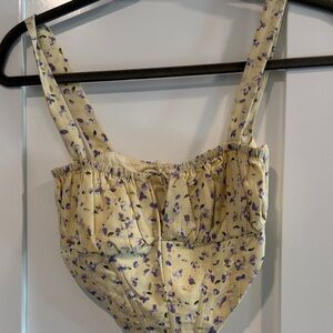 Princess Polly Cream and Purple Floral Top